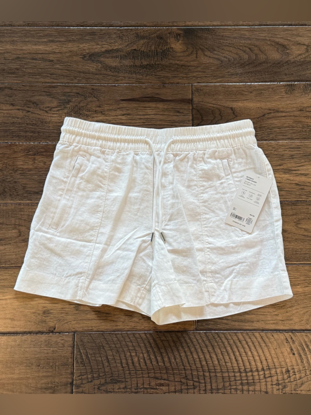 Athleta Women’s White Linen-Blend Elastic Waist Shorts, Size 6, NWT